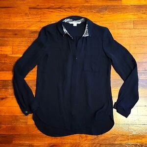 EUC Diane Von Furstenburg Black Button Up Blouse